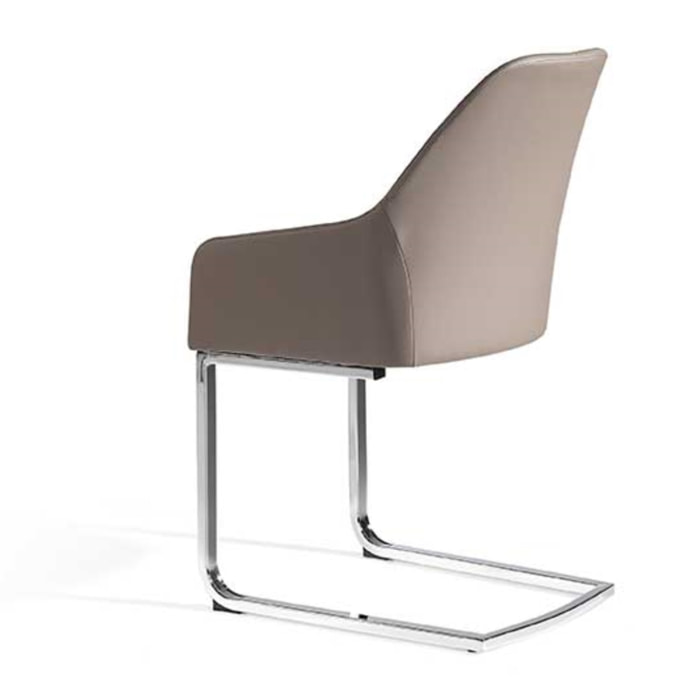 Set de 2 sillas – Polipiel topo y estructura cromada