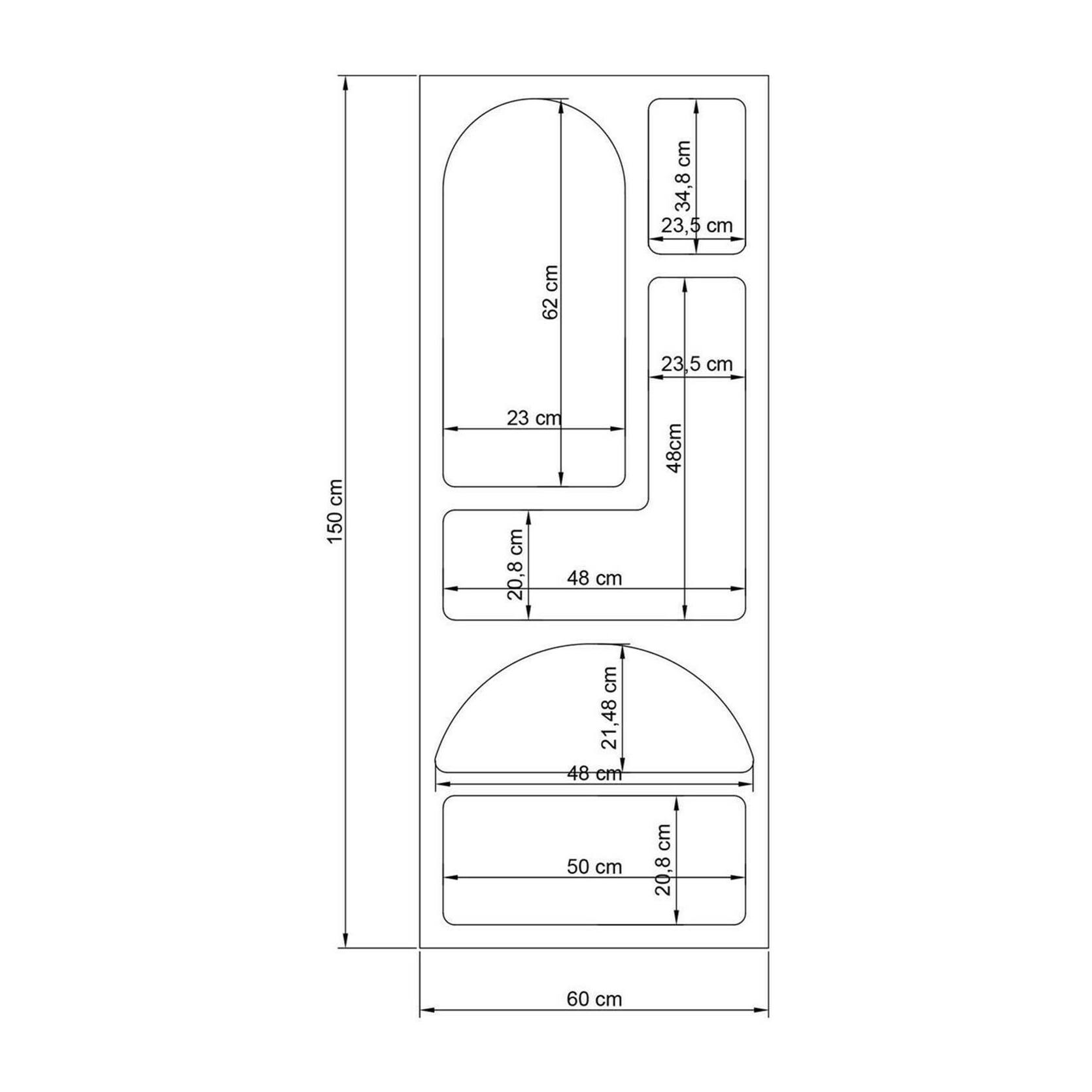 Credenza Dgargiul, Buffet da soggiorno, Madia da salotto, Dispensa da cucina, 60x32h150 cm, Bianco