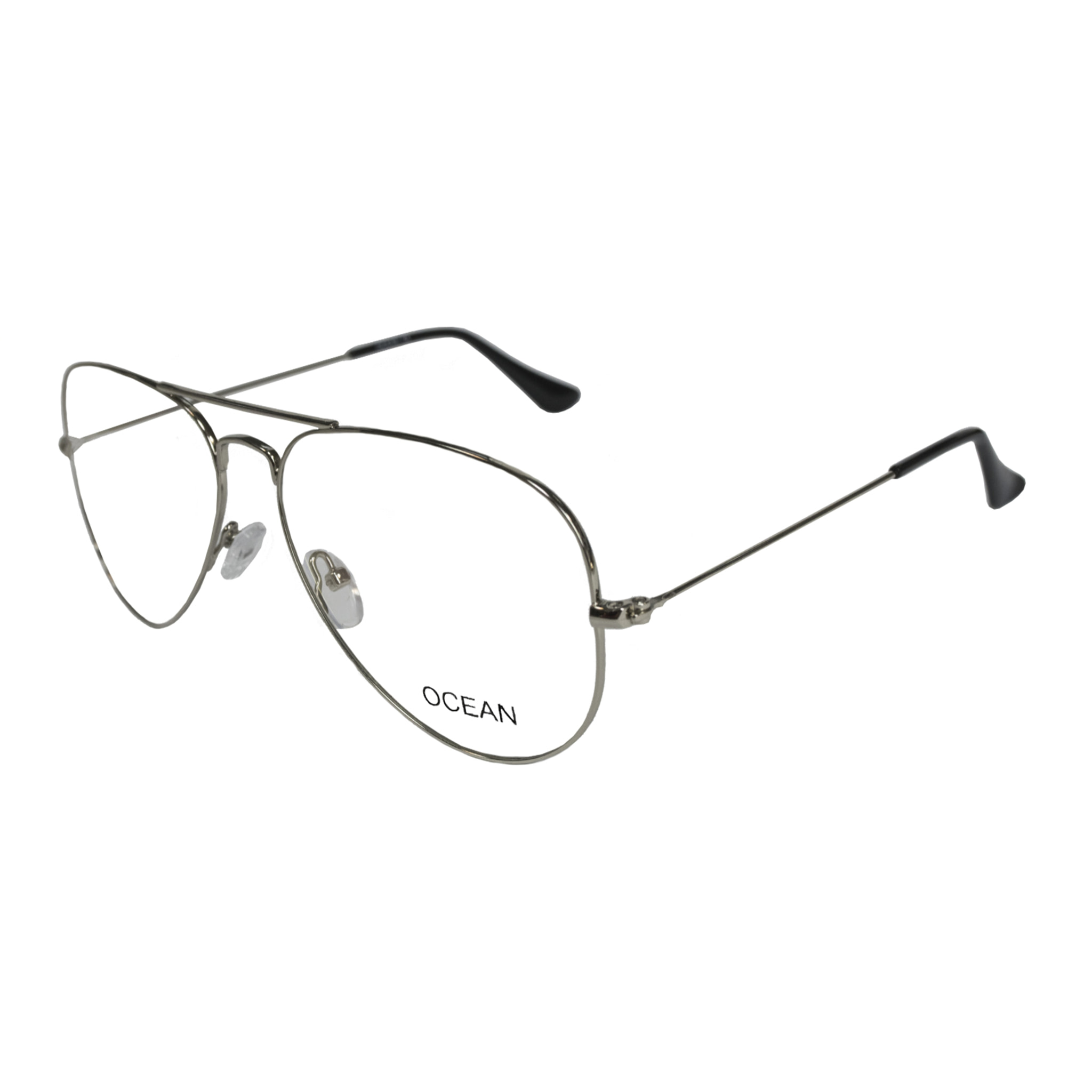 Gafas de sol OCEAN CAT EYE - Negro brillante y metal plateado brillante / Plana de pc ahumada con revo azul cielo real