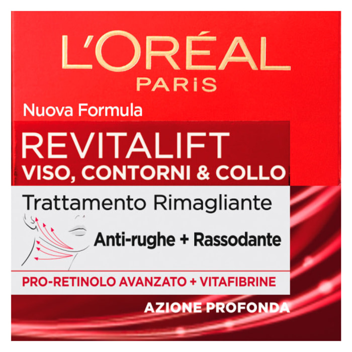 Crema Anti-Rughe Rassodante per Viso Contorni e Collo Revitalift Trattamento Rimagliante con Pro-Retinolo e Vitafibrine ad Azione Profonda - Barattolo da 50ml