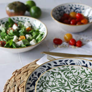 Lot de 6 assiettes à dessert à motif vert en grès 19cm HERACLEE