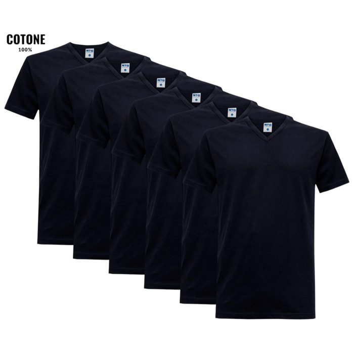 6 T-Shirt Uomo 100% Cotone NOTTINGHAM Art. TV700 Scollo V