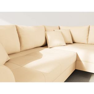 Rune - canapé d'angle droit 4 places en simili - Beige