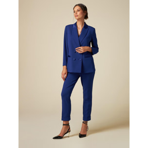 Oltre - Blazer con detalles de raso - Azul