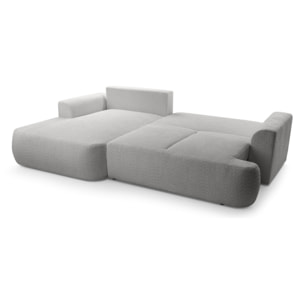 Candela - canapé d'angle gauche 4 places - convertible avec coffre - en tissu bouclette - Gris