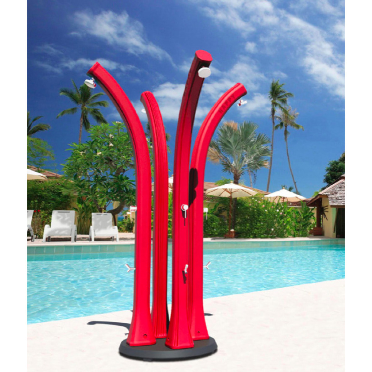 Douche solaire anthracite avec rince-pieds, réservoir 23 L, pour jardin et piscine, Arkema Happy (H120/7016)