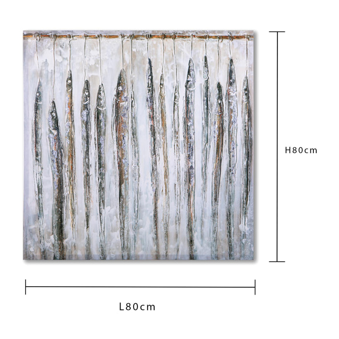 Quadro Con Pesci. Dim 80X80 Cm - Pezzi 1 - 80X80X3,5cm - Colore: Bianco - Bianchi Dino - Decori Casa E Complementi
