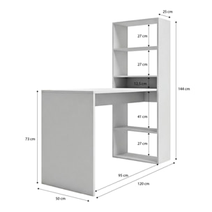Mesa de escritorio con estantería en blanco artik 120x50 cm Cosmic Blanco Artik (Blanco Mate)