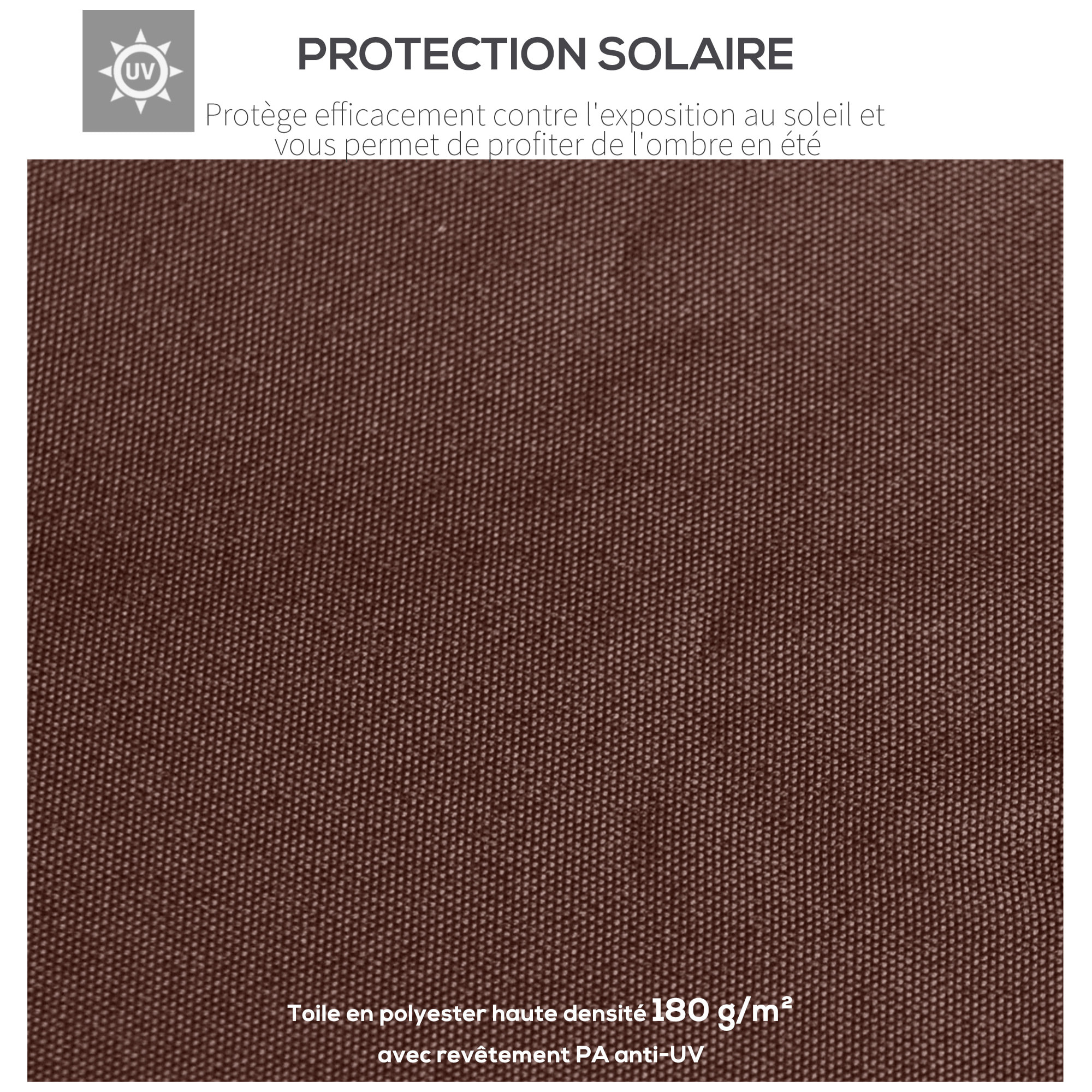 Toile de rechange pour pavillon tonnelle tente 3 x 3 m polyester haute densité 180 g/m² revêtement PA anti-UV chocolat