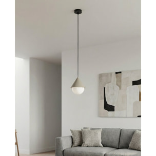 Lampada a sospensione Giro in acciaio nero e vetro