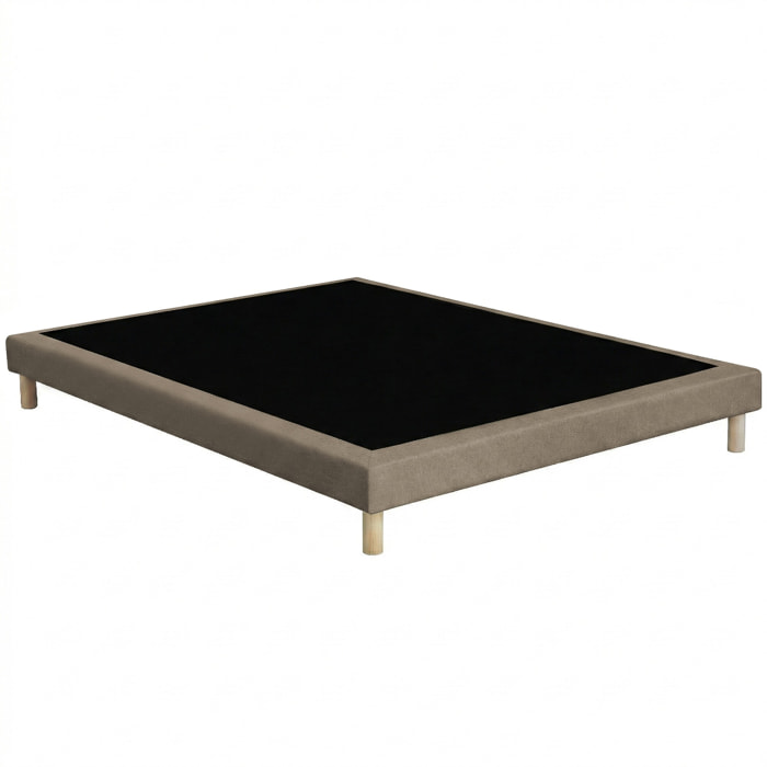 Sommier tapissier à lattes fixes taupe, couchage ferme, soutien optimal