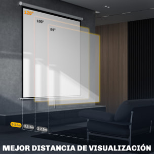 Pantalla de Proyector Manual 120 Pulgadas Pantalla de Proyección Portátil Formato 1:1 Ángulo de Visión de 160° para Interior y Exterior Cine en Casa Patio 207x207 cm Blanco