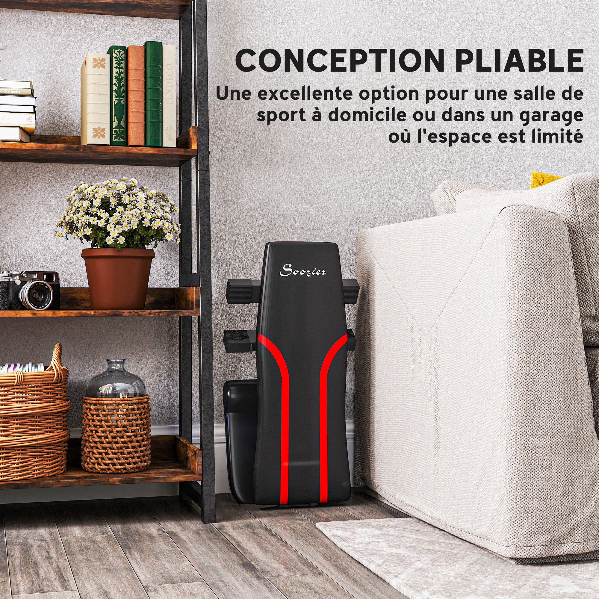 Banc de musculation pliable inclinable charge max. 230 Kg rouge noir