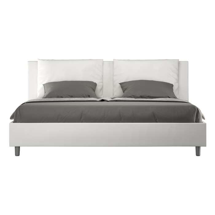 Letto matrimoniale king size con rete imbottito 180x190 similpelle bianco Antea