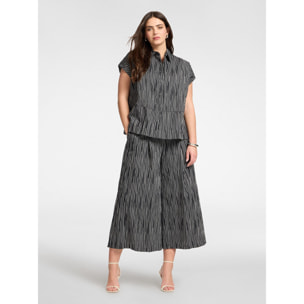 Elena Mirò - Camicia in cotone tinto filo - Nero