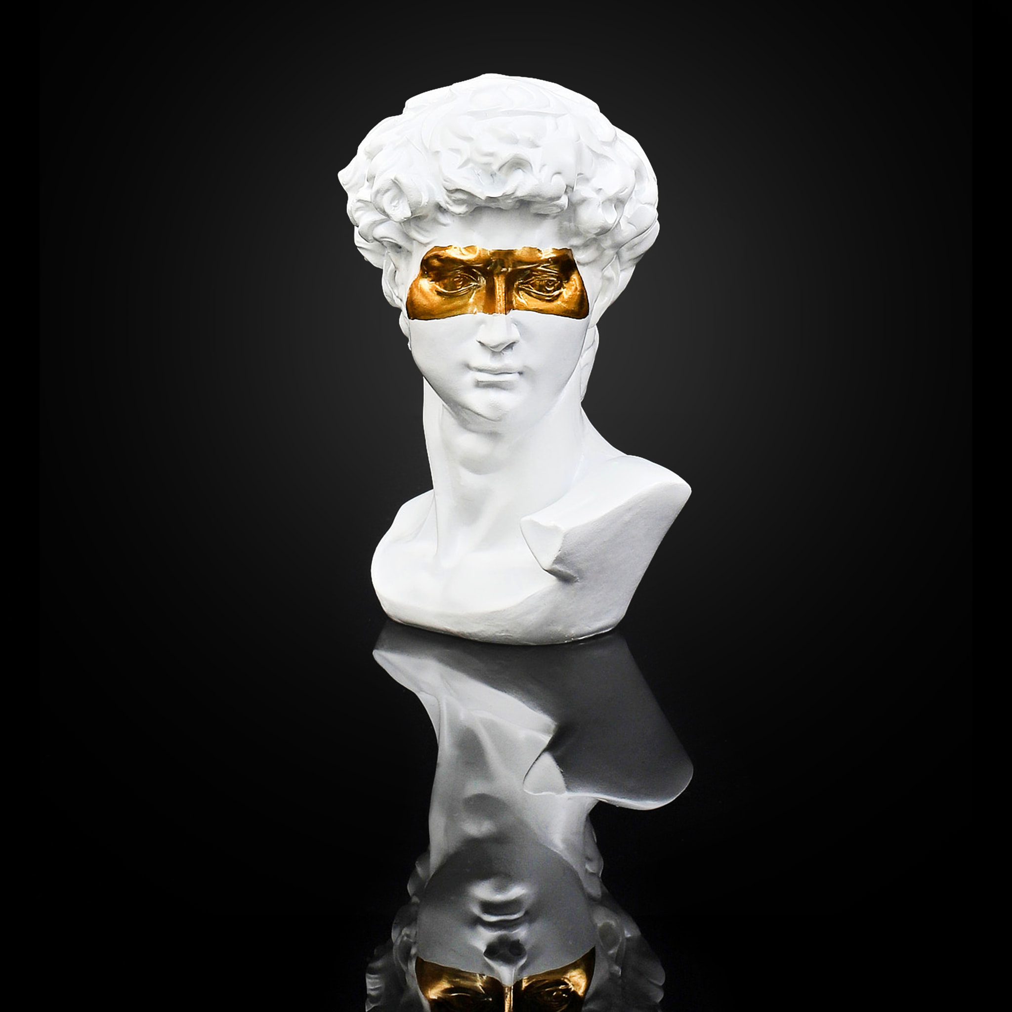 Statue David Masque Dore H15cm