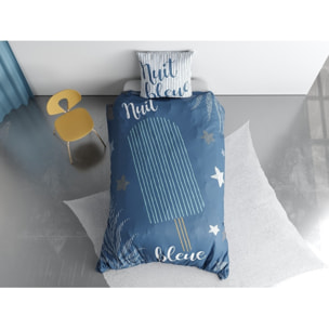 Parure de lit enfant 100% coton - NUIT BLEUE