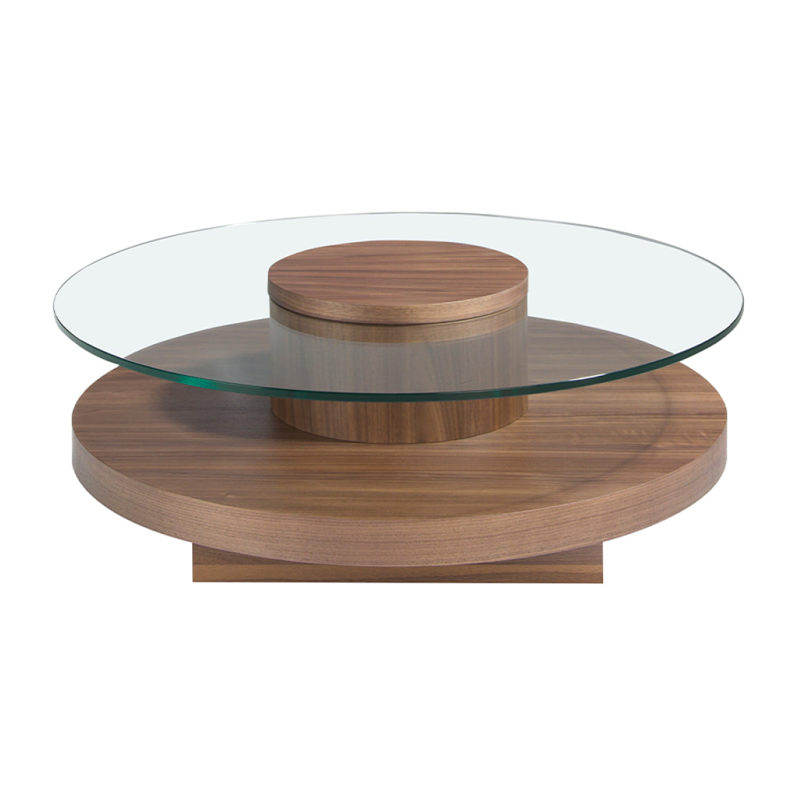 Mesa de centro de Angel Cerda de nogal y cristal 100x100x35cm