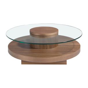 Mesa de centro de Angel Cerda de nogal y cristal 100x100x35cm