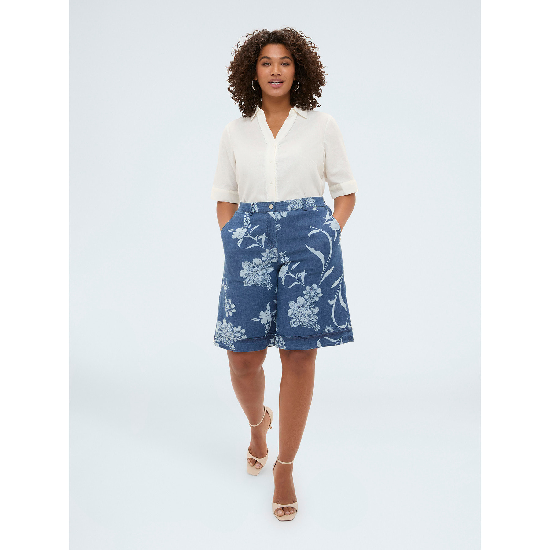 Fiorella Rubino - Camisa boxy en mezcla de lino y viscosa - Blanco