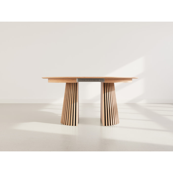 Freya - table à manger ronde extensible - effet bois - 4 à 8 personnes - Bois