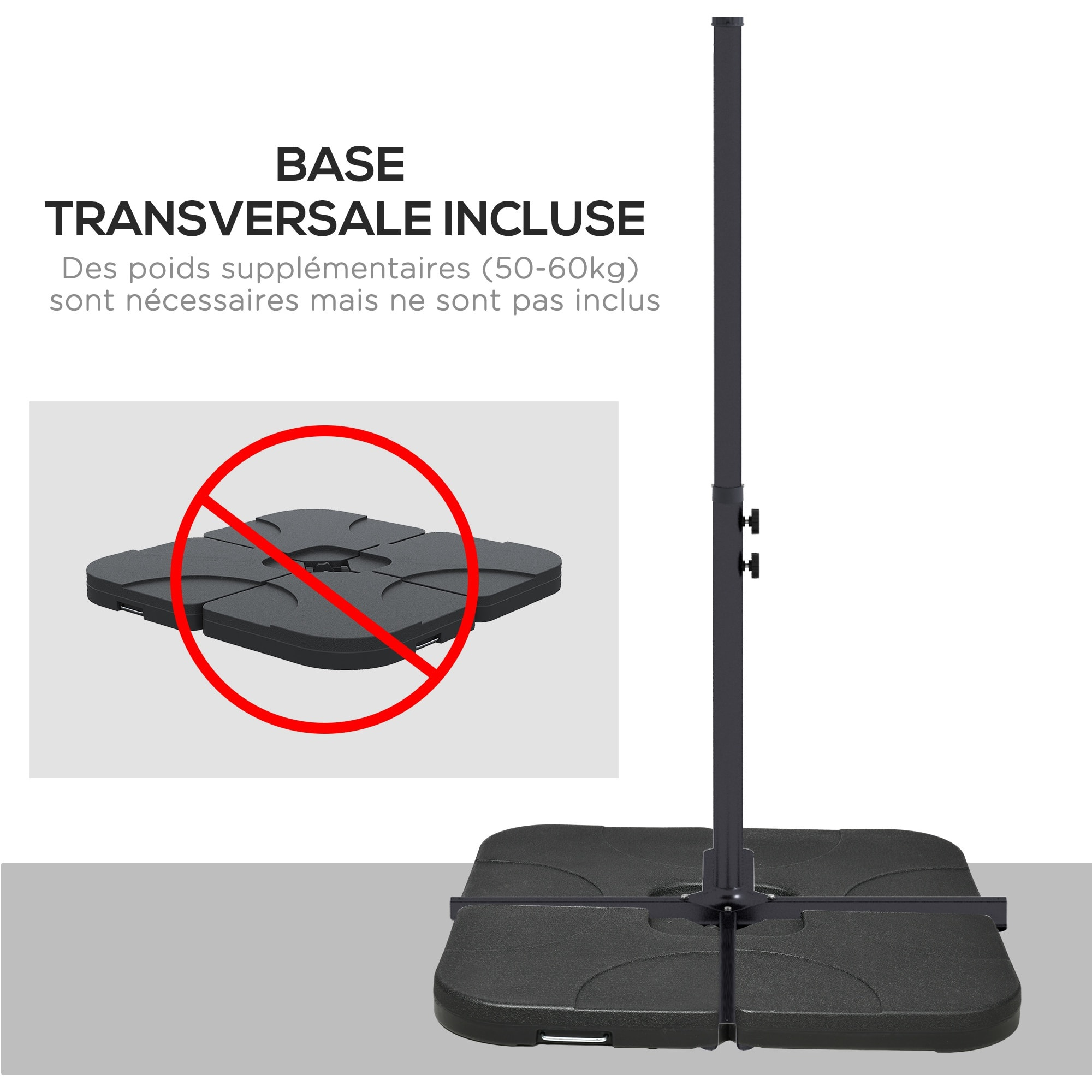 Parasol déporté rectangulaire 3 x 2 m – Manivelle – Protection UV