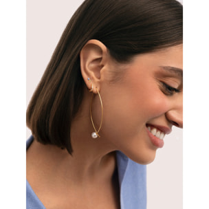 Orecchino Arch Bean Pearl Argento Placcato Oro