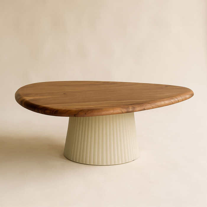 Table basse en bois d'acacia et pied en métal écru MALMO