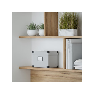 Armoire lit escamotable 140 x 200 cm décors blanc et chêne - BROOM