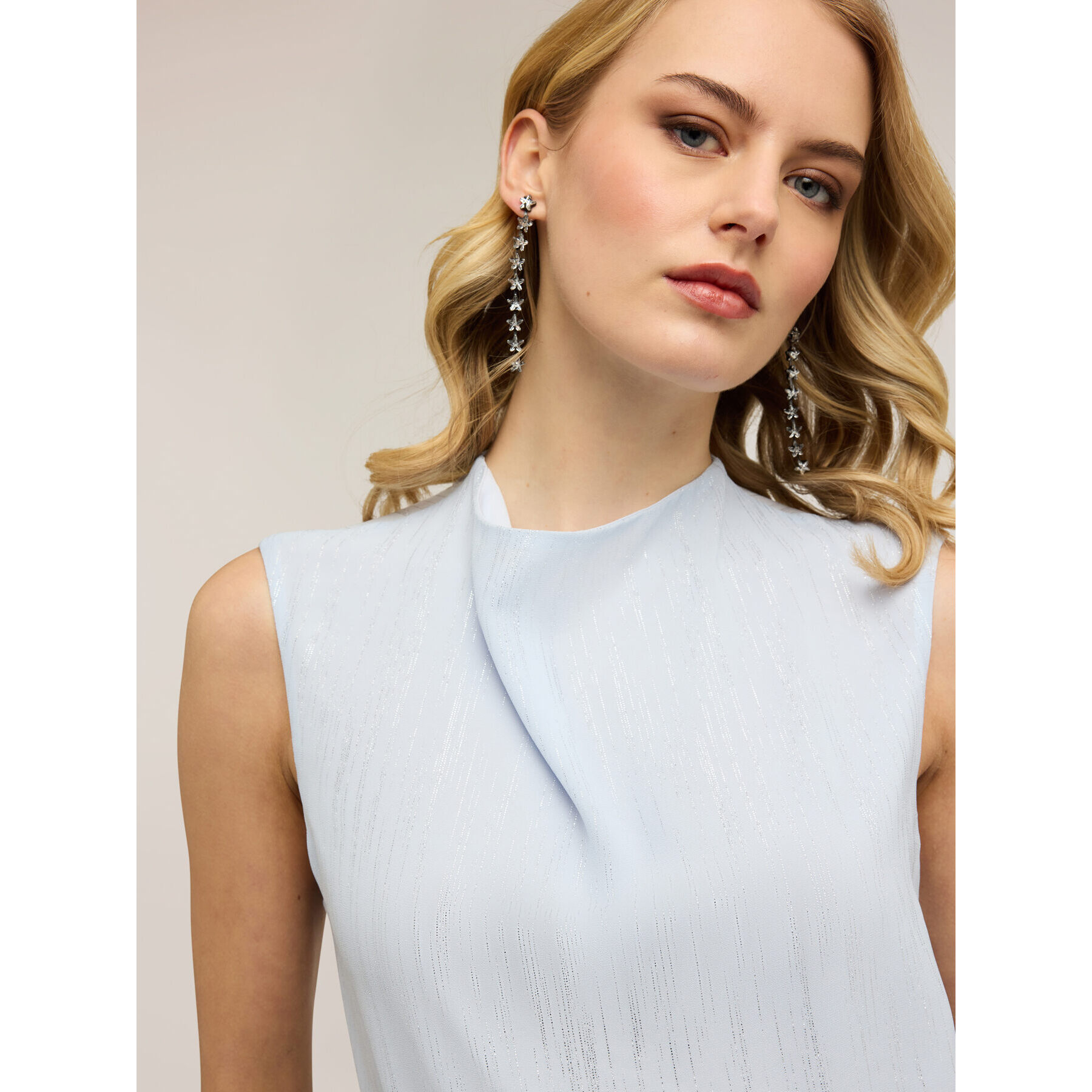 Motivi - Blusa body en georgette fil coupé - Light - blue