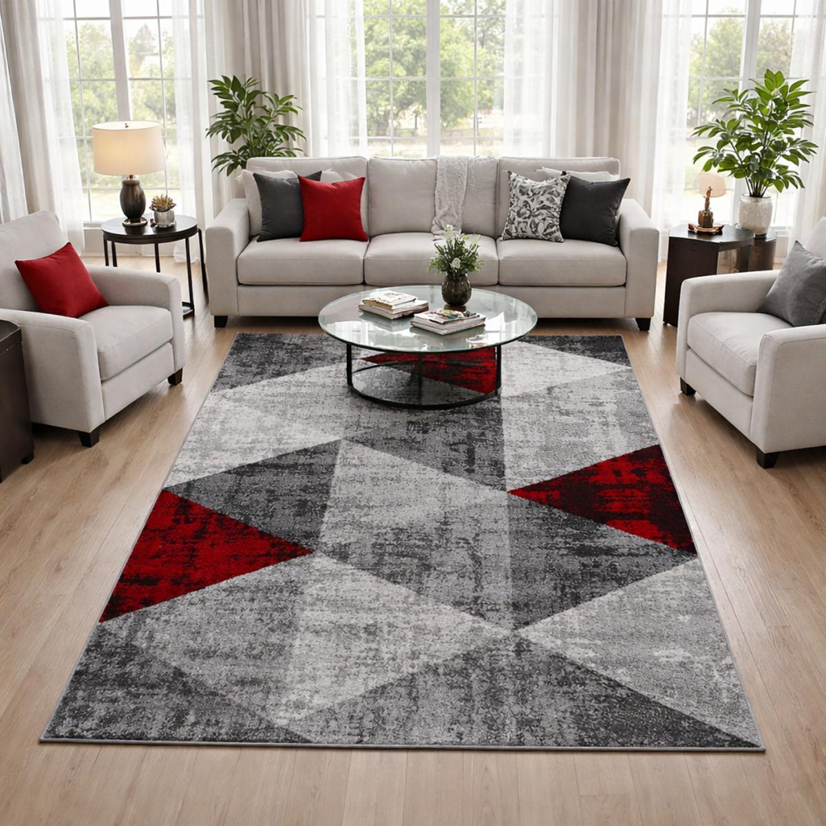 Tapis salon et chambre tissé motif géométrique FISE