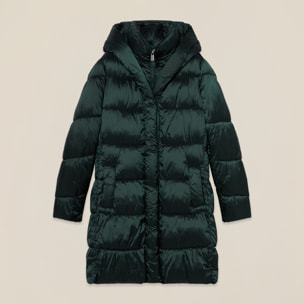 Oltre - Plumífero largo de nylon con capucha - Verde