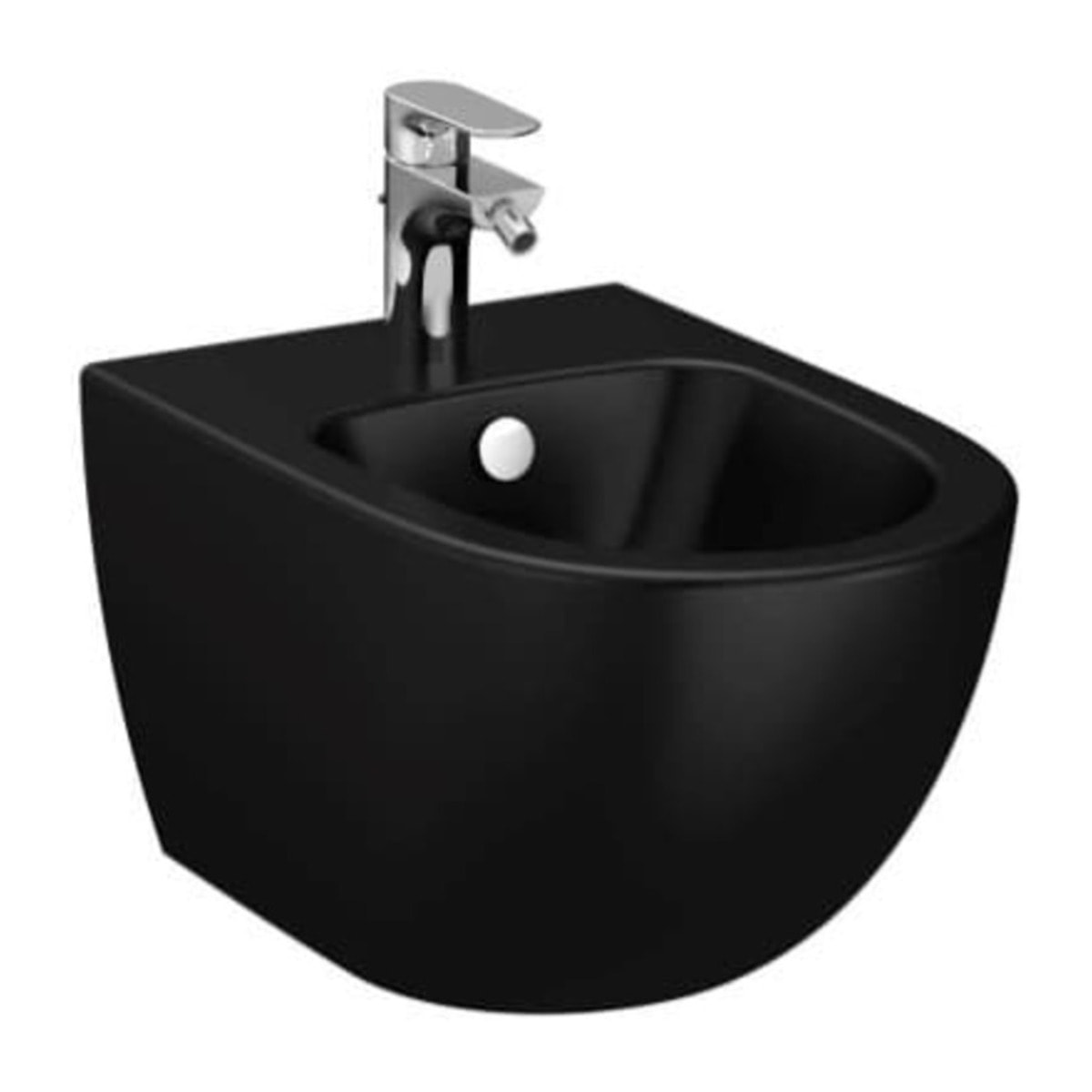 Sento bidet suspendu en céramique, fixations invisibles, arrivée d'eau interne, noir mat (RN020BL)