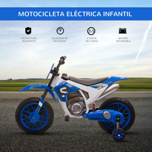 Moto Eléctrica para Niños +3 Años 12V Velocidad Máx 8 km/h 106,5x51,5x68cm Azul