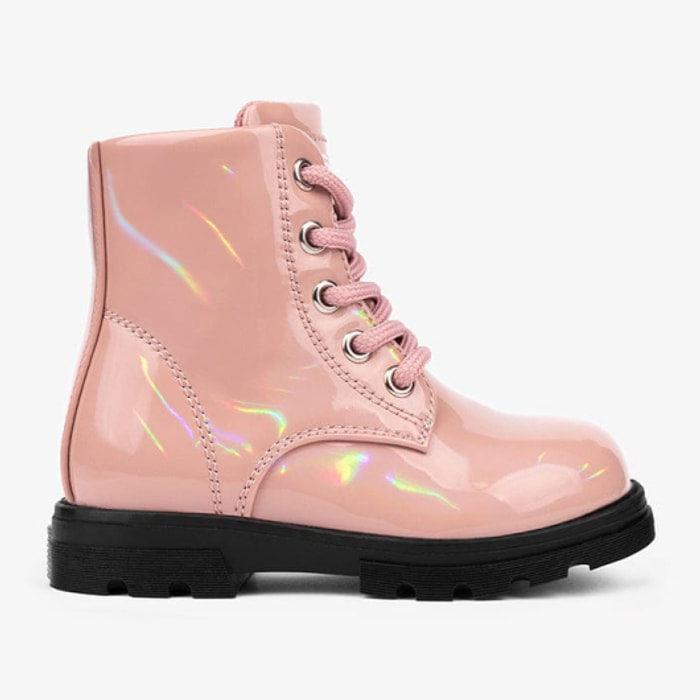 Baby's Pink Iridescent Combat Boots