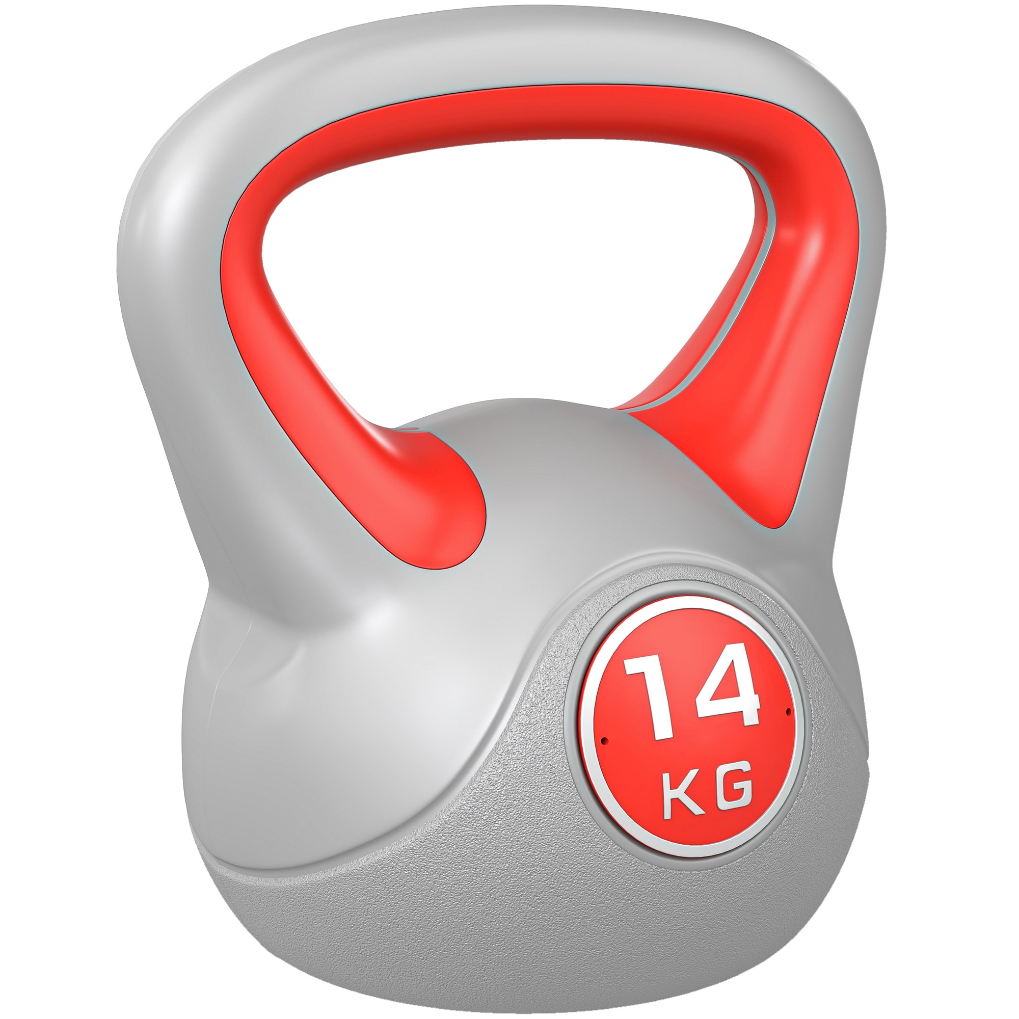 Kettlebell 14 Kg - haltère boule - poignée ergonomique - PU gris rouge