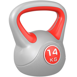 Kettlebell 14 Kg - haltère boule - poignée ergonomique - PU gris rouge