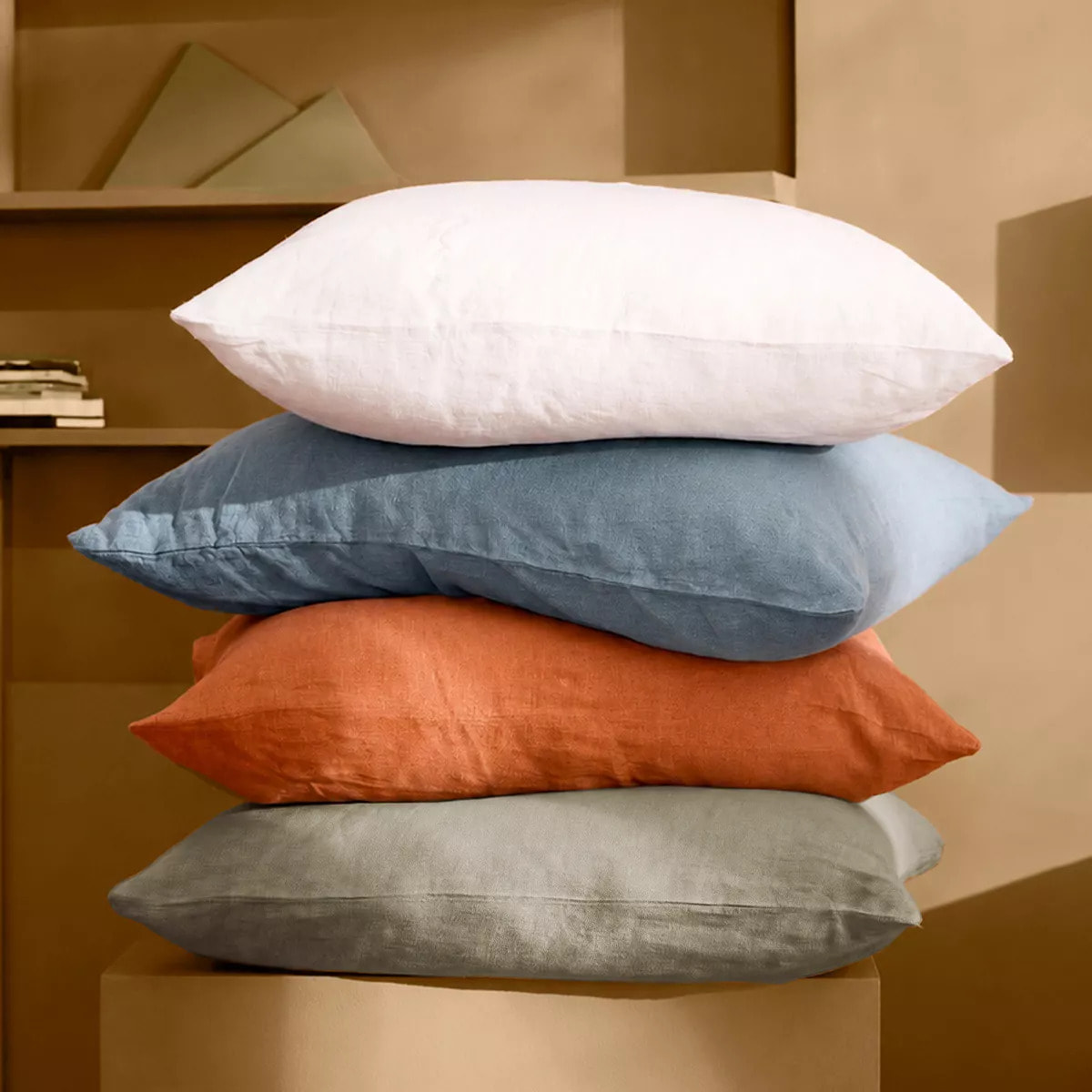 Taie d'oreiller pur lin lavé 165 g/m² uni beige marron Le lin lave taupe