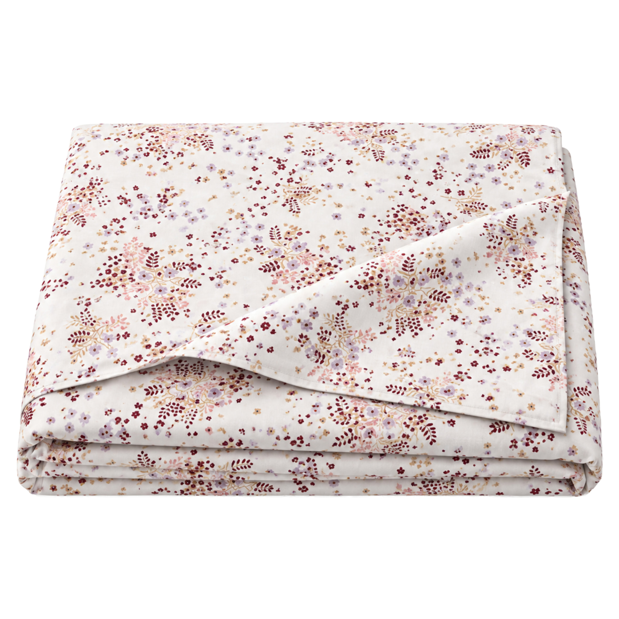 Drap plat satin de coton 110 fils motif floral - Bordeaux
