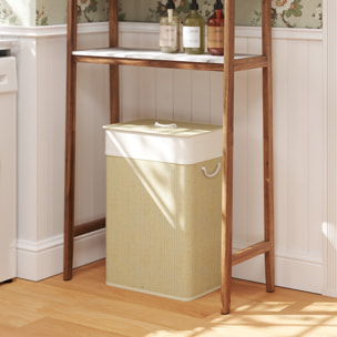 Panier à linge rectangulaire bambou 72L déhoussable lavable beige
