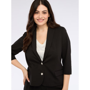 Fiorella Rubino - Blazer en punto Milano con manga 3/4 - Negro