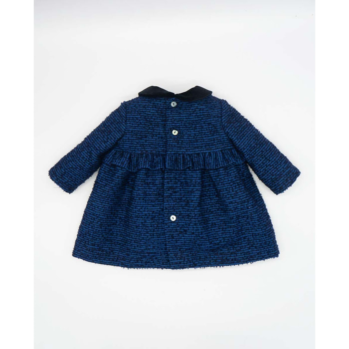 VESTIDO BEBÉ TWEED AZUL ELÉCTRICO CON CUELLO DE TERCIOPELO NEGRO