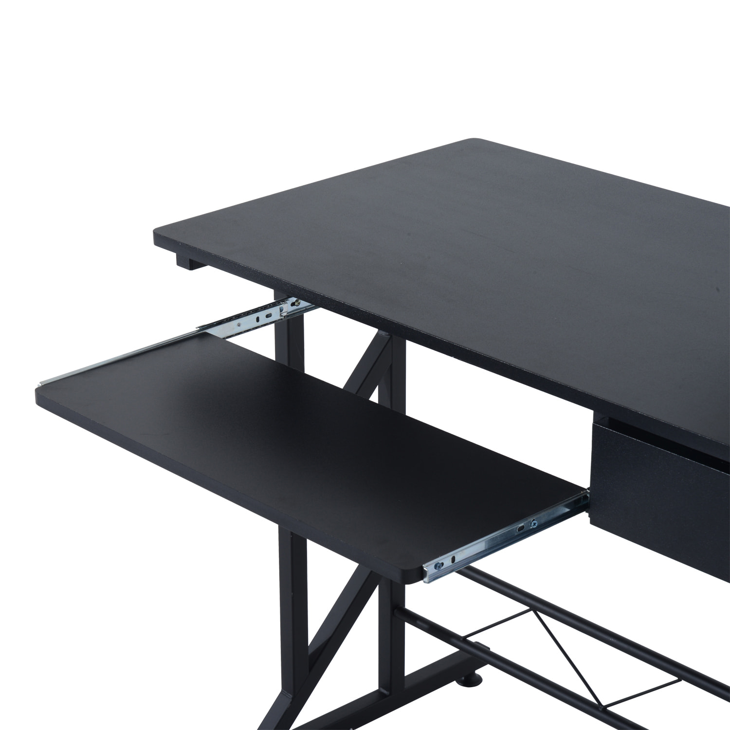 Bureau informatique compact avec étagères de rangement, table d'ordinateur en MDF, design multifonction, 90 x 50 x 100 cm, noir