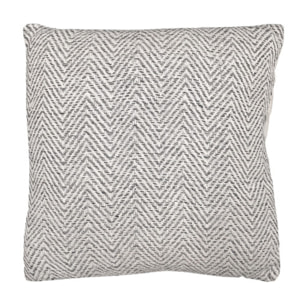 Coussin en coton brodé carré 40 x 40 cm motifs chevrons gris - BROKE