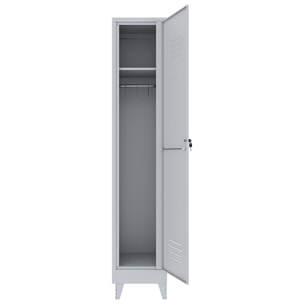 Armadietto Spogliatoio Armadio 1 Anta Slim Sporco Pulito In Lamiera Acciaio Salvaspazio Con Chiave Ripiano Appendiabiti  180x34x36 Cm Grigio