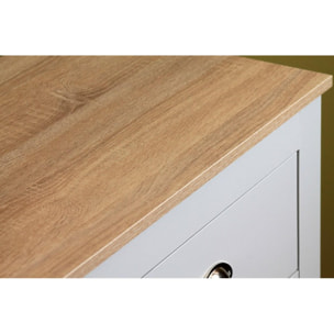 Credenza grigia con 4 cassetti con top in legno 100x70x40 cm