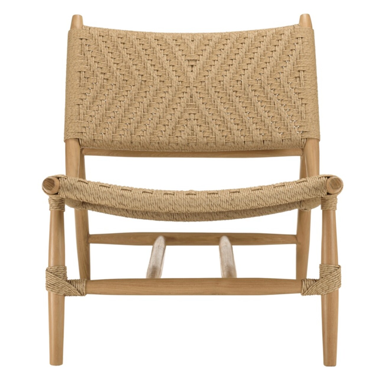 VALERIA - Lot de 2 fauteuils lounge jardin teck rotin synthétique relief