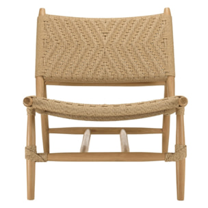 VALERIA - Lot de 2 fauteuils lounge jardin teck rotin synthétique relief