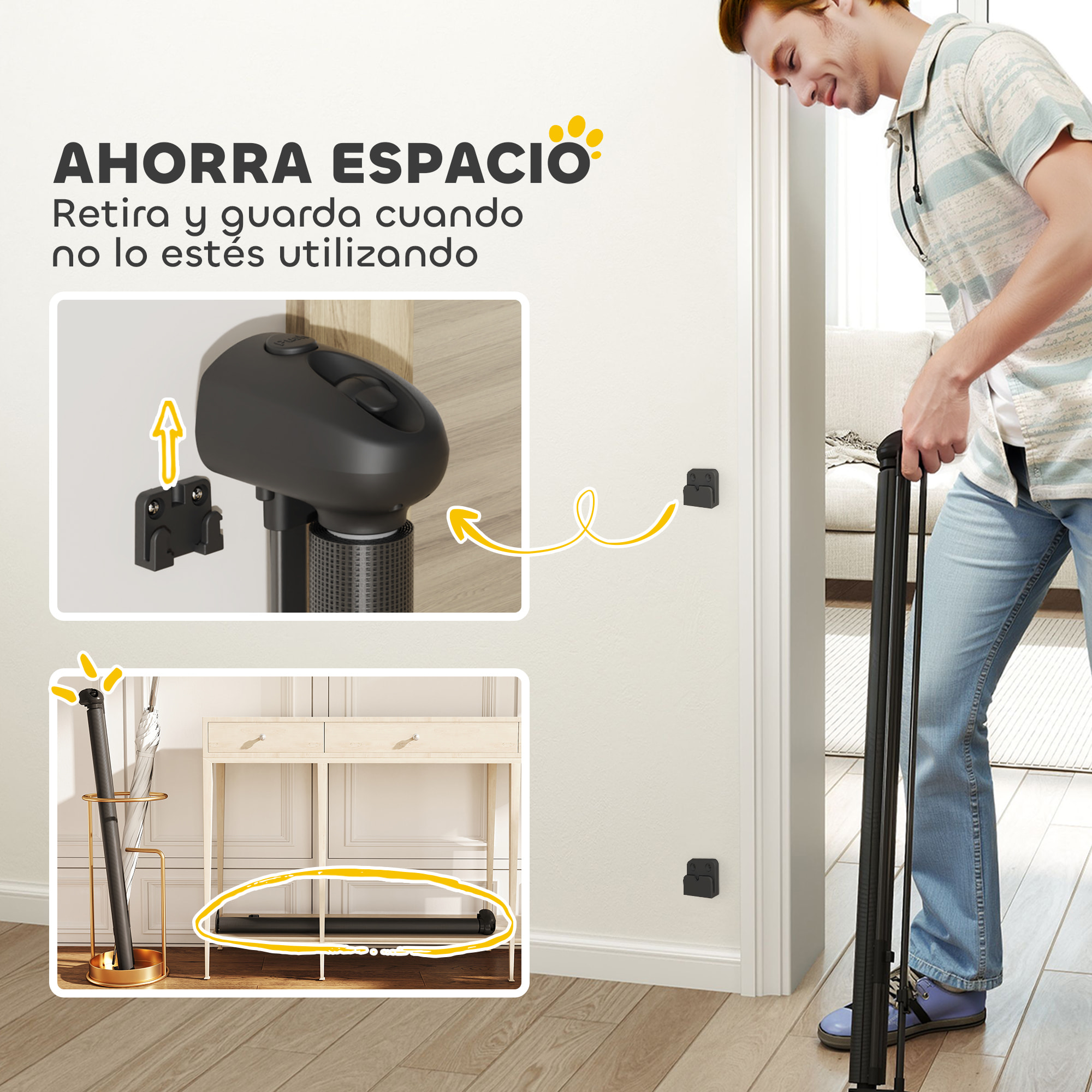 Barrera para Perros Retráctil 0-144 cm Puerta para Perros Pequeños Extensible Barrera de Seguridad para Mascotas con Interruptor de Cierre para Escaleras Puertas Pasillos