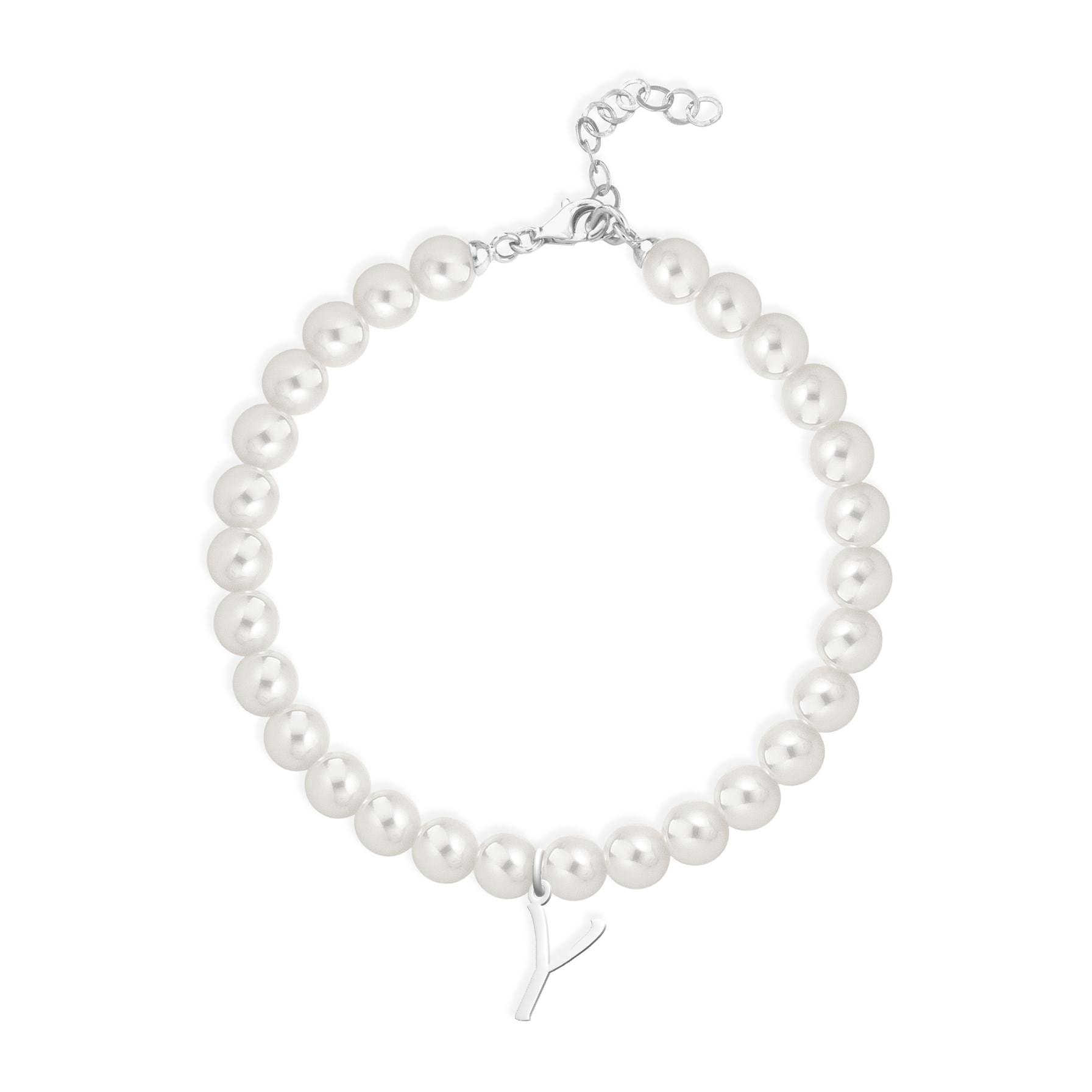 Bracciale Fujiko con Pendente Lettera Y Perle Argento